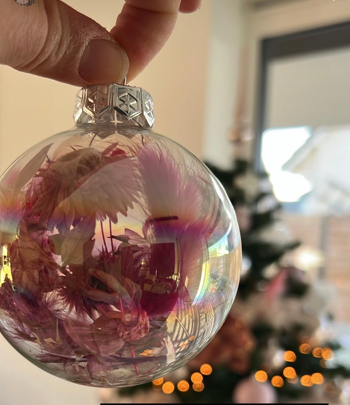 kerstbal met droogbloemen