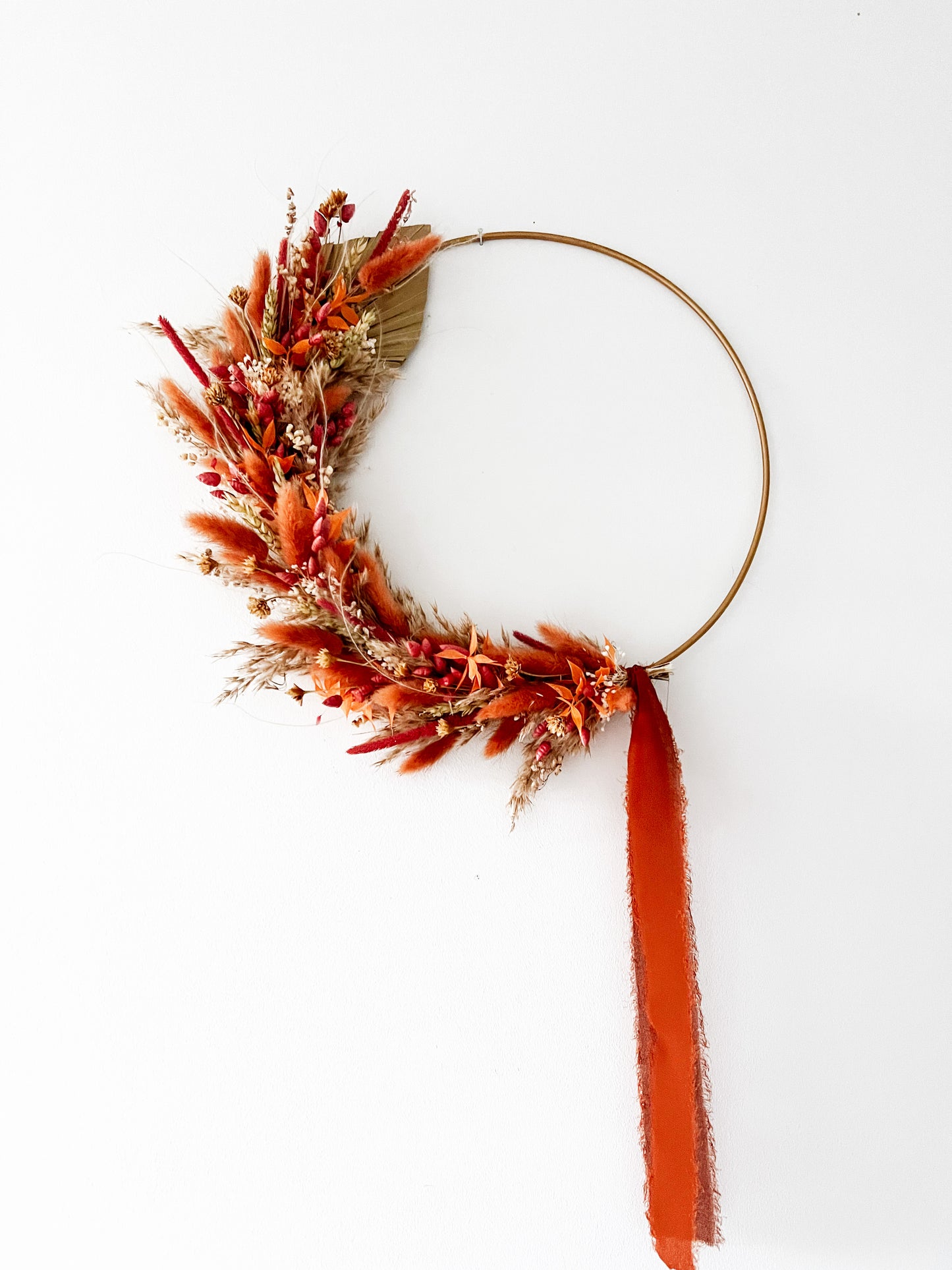 Terracotta Droogbloemen krans met lint
